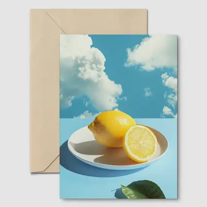 Fresh Lemons On Plate Blue Sky