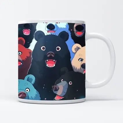 Anime Bears Crowd Dark Background Art