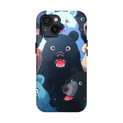 Anime Bears Crowd Dark Background Art