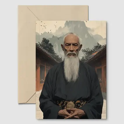 Wise Elder Taoist Master Mountain Temple Art