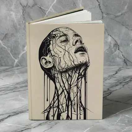 Ink Dripping Face Beige Abstract Art