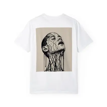Ink Dripping Face Beige Abstract Art