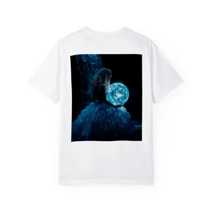 Girl Holding Glowing Moon By Waterfall