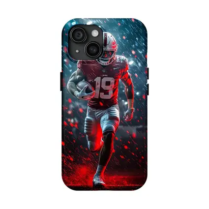 Football Player Running In Rain Neon Light