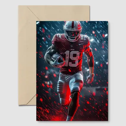 Football Player Running In Rain Neon Light