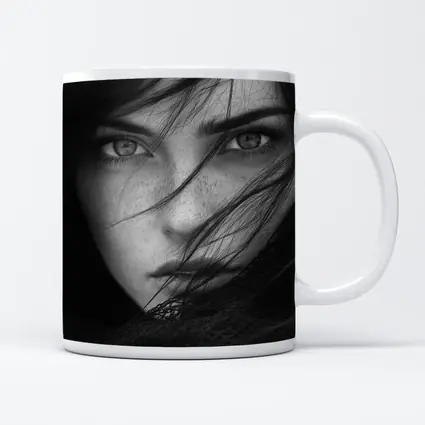 Black and White Woman Portrait Wind Hair
