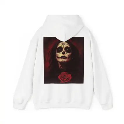 Sugar Skull Woman Dark Red Rose Art
