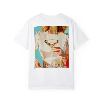 Woman Holding Wine Glass Teal Background