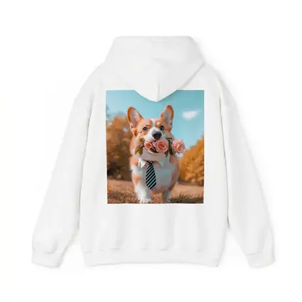 Corgi Dog With Roses Wearing Tie Outdoors
