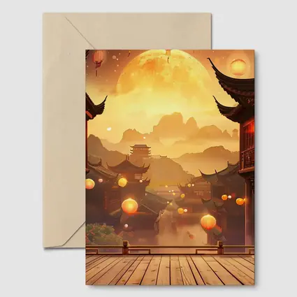 Chinese Lantern Festival Golden Moon Night