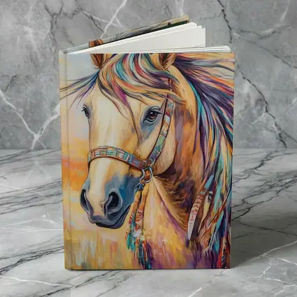 Colorful Native Horse Portrait Oil Painting