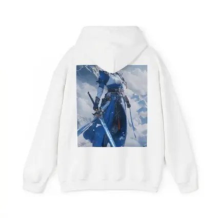 Anime Warrior Woman Blue Sword Snowy Mountains