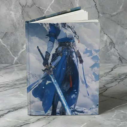 Anime Warrior Woman Blue Sword Snowy Mountains