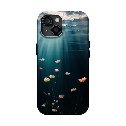 White Flowers Floating Underwater Ocean Light