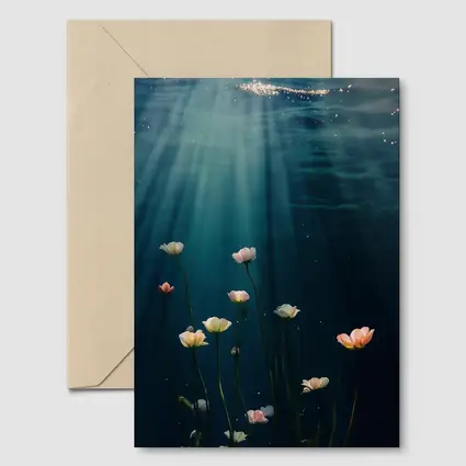 White Flowers Floating Underwater Ocean Light