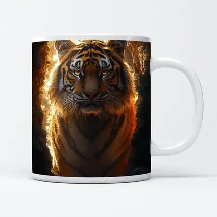 Tiger Emerging From Cave Forest Light