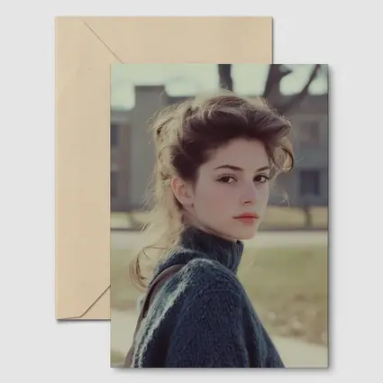 Young Woman Oversized Sweater Outdoor Portrait