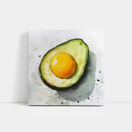 Avocado Egg Watercolor Art White Background