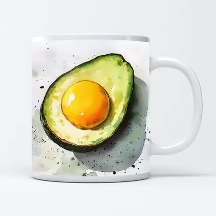 Avocado Egg Watercolor Art White Background