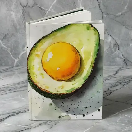 Avocado Egg Watercolor Art White Background