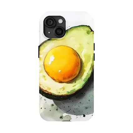 Avocado Egg Watercolor Art White Background
