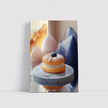 Cream Donut Blueberry Surreal Mountain Scene