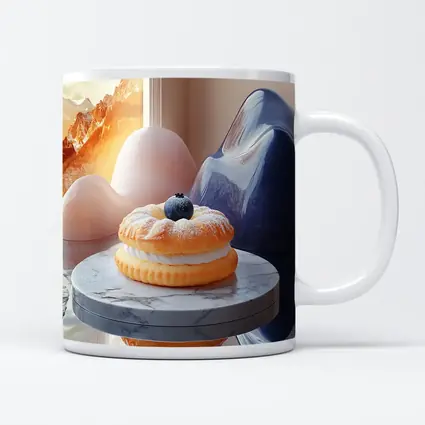 Cream Donut Blueberry Surreal Mountain Scene