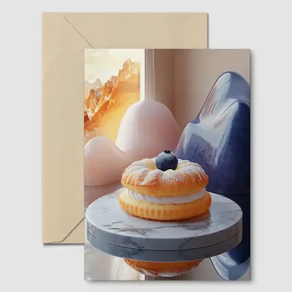 Cream Donut Blueberry Surreal Mountain Scene