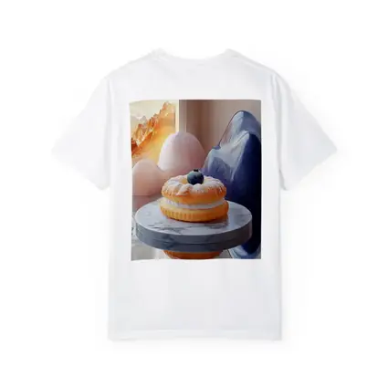 Cream Donut Blueberry Surreal Mountain Scene