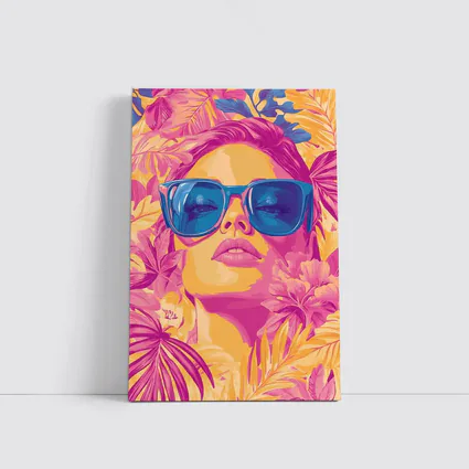 Woman With Sunglasses Tropical Floral Pop Art