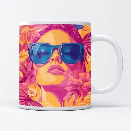 Woman With Sunglasses Tropical Floral Pop Art
