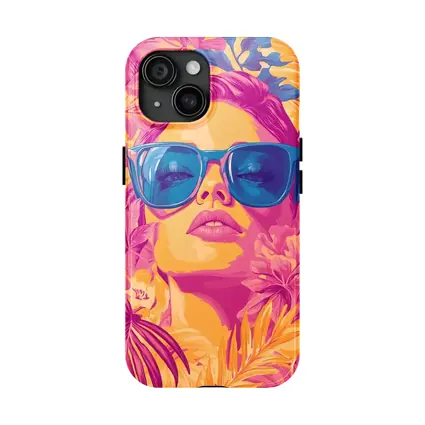 Woman With Sunglasses Tropical Floral Pop Art