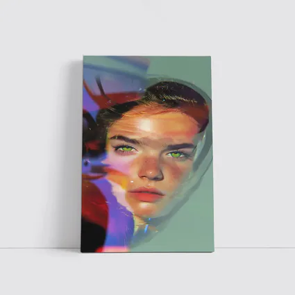 Young Woman Portrait Colorful Neon Light Art