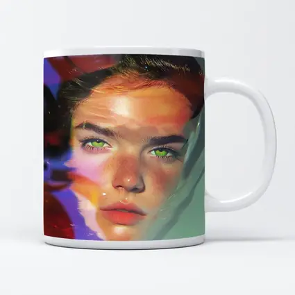 Young Woman Portrait Colorful Neon Light Art