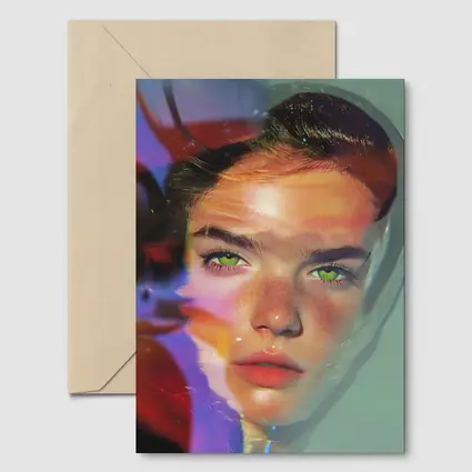 Young Woman Portrait Colorful Neon Light Art