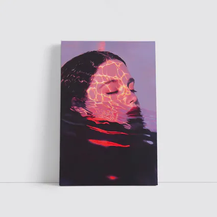 Woman Submerged in Glowing Water Art