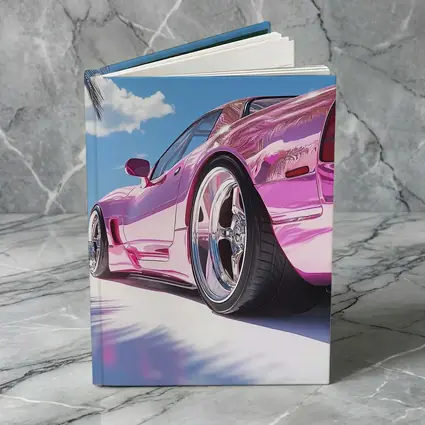 Pink Chrome Corvette Tropical Beach Sky