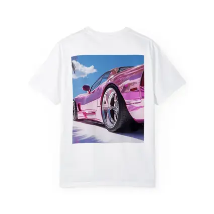 Pink Chrome Corvette Tropical Beach Sky