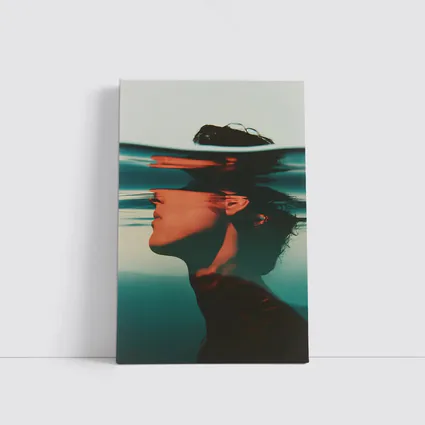 Woman Submerged Underwater Teal Surreal Portrait