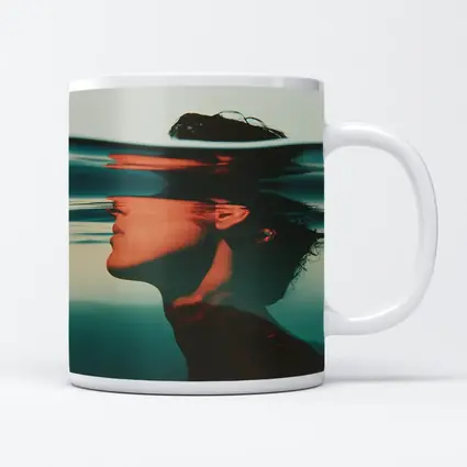 Woman Submerged Underwater Teal Surreal Portrait