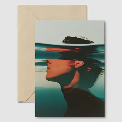 Woman Submerged Underwater Teal Surreal Portrait