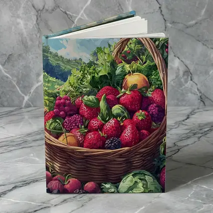 Fresh Fruit Basket Summer Countryside Illustration