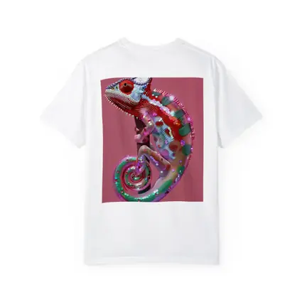 Colorful Chameleon Lizard on Pink Background