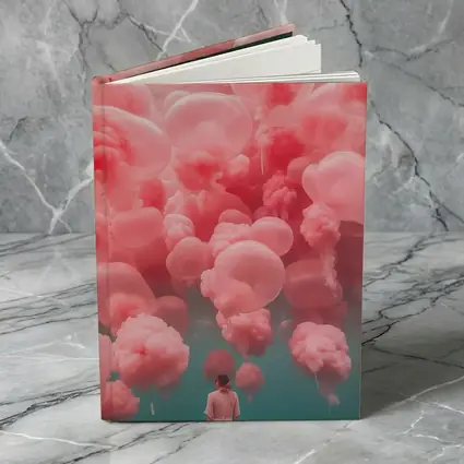 Woman in Pink Dress Surreal Balloon Dream