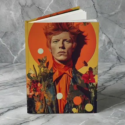Retro Man Portrait Orange Floral Collage Art