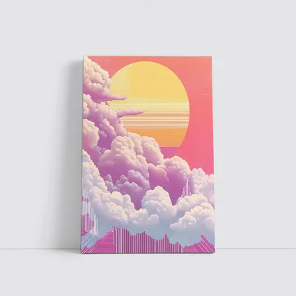 Retro Vaporwave Pink Sky Clouds Sun
