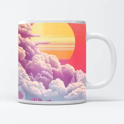 Retro Vaporwave Pink Sky Clouds Sun