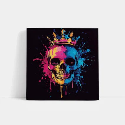Crowned Skull Neon Paint Splash Dark