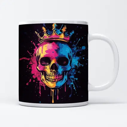 Crowned Skull Neon Paint Splash Dark