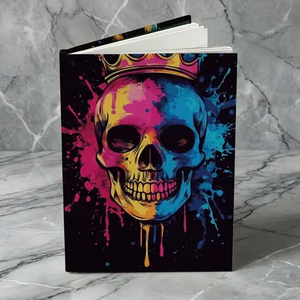 Crowned Skull Neon Paint Splash Dark
